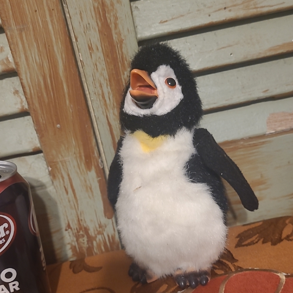 Hasbro Black and White Penguin Plush That Chirps And Moves